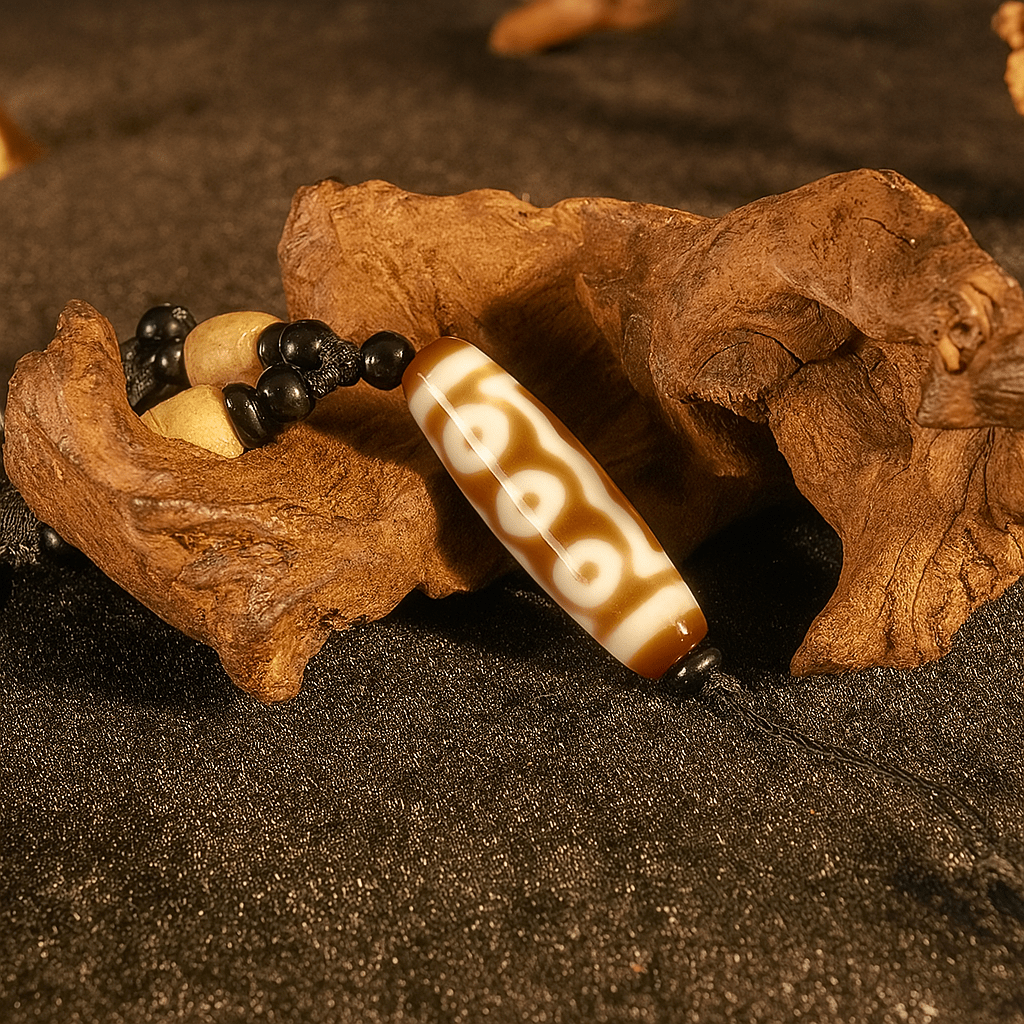 Five-Eyed Dzi Bead Pendant – Home & Legacy Protection · Element Harmony (38mm / 1.50") – Design #1 - Himalayan Whisper -