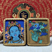 Green Tara Thangka Pendant “Everything Flows Smoothly” (4×5cm / 1.57×1.97") – Design #1 - Himalayan Whisper -