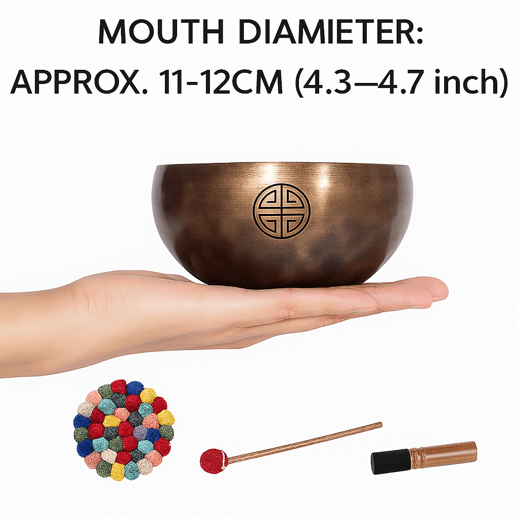 Himalayan High-Copper Full-Moon OM Singing Bowl (11–12 cm / 4.3–4.7 in)