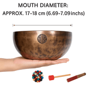 Himalayan High-Copper Full-Moon OM Singing Bowl (17–18 cm / 6.69–7.09 in) - Himalayan Whisper -