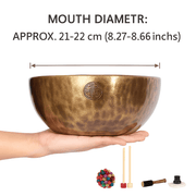 Himalayan High-Copper Full-Moon OM Singing Bowl (21–22 cm / 8.27–8.66 in) - Himalayan Whisper -