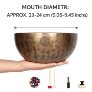 Himalayan High-Copper Full-Moon OM Singing Bowl (23–24 cm / 9.06–9.45 in) - Himalayan Whisper -