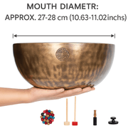 Himalayan High-Copper Full-Moon OM Singing Bowl (27–28 cm / 10.6–11.0 in) - Himalayan Whisper -