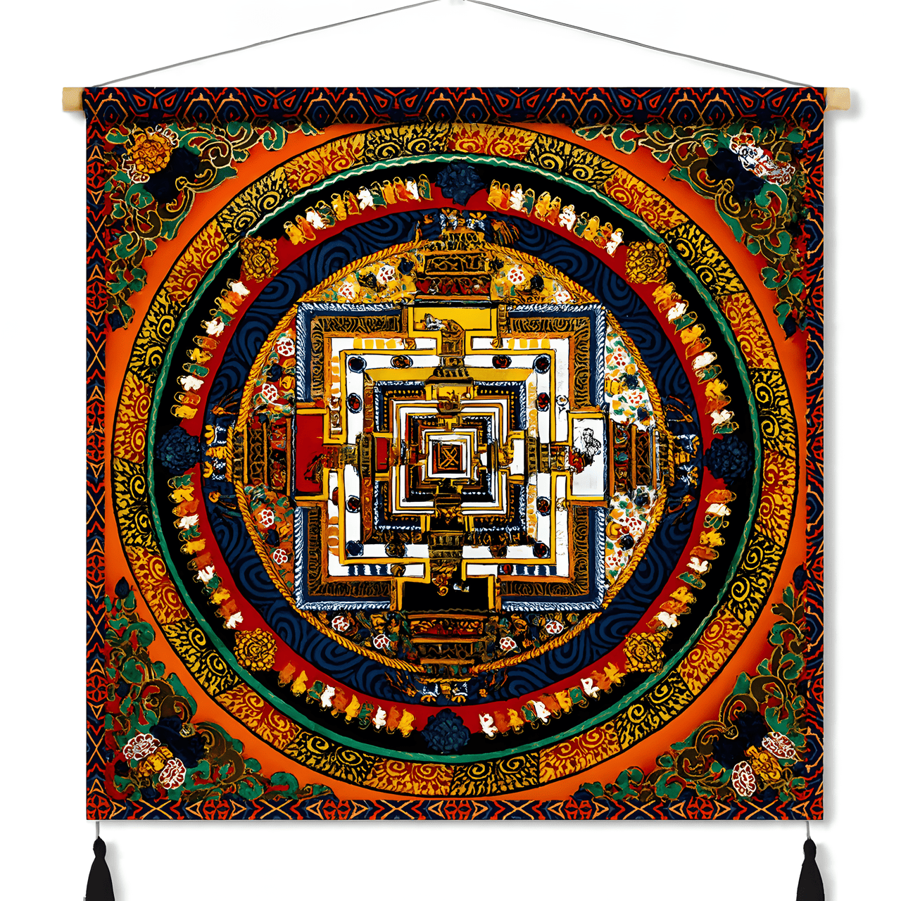 Himalayan Mandala Tapestry Wall Hanging — Thick Plush Velvet, Calm - Focus Decor  Design14 - Himalayan Whisper - 