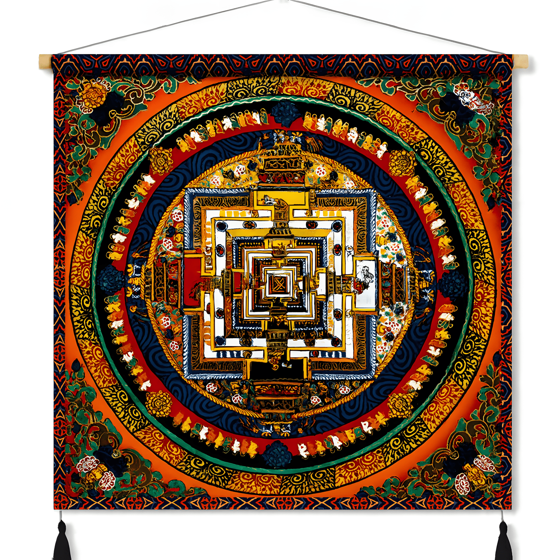Himalayan Mandala Tapestry Wall Hanging — Thick Plush Velvet, Calm - Focus Decor  Design14 - Himalayan Whisper - 