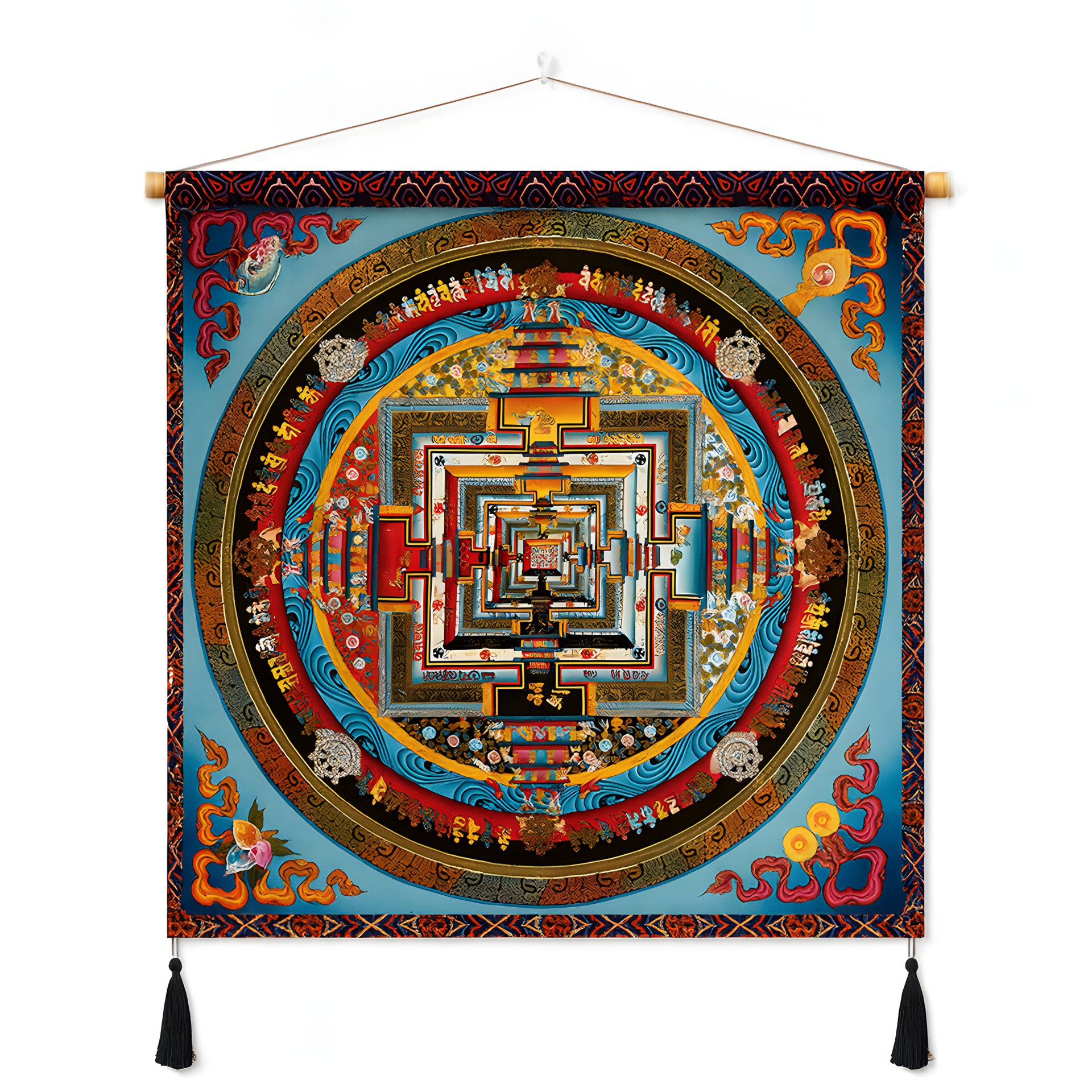 Himalayan Mandala Tapestry Wall Hanging — Thick Plush Velvet, Calm - Focus Decor  Design15 - Himalayan Whisper - 