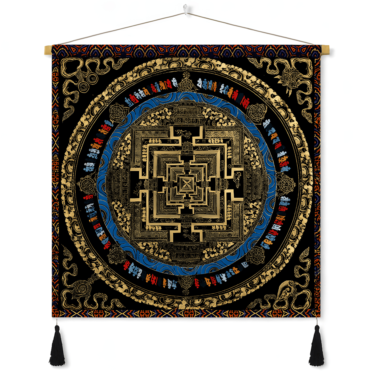 Himalayan Mandala Tapestry Wall Hanging — Thick Plush Velvet, Calm - Focus Decor  Design16 - Himalayan Whisper - 