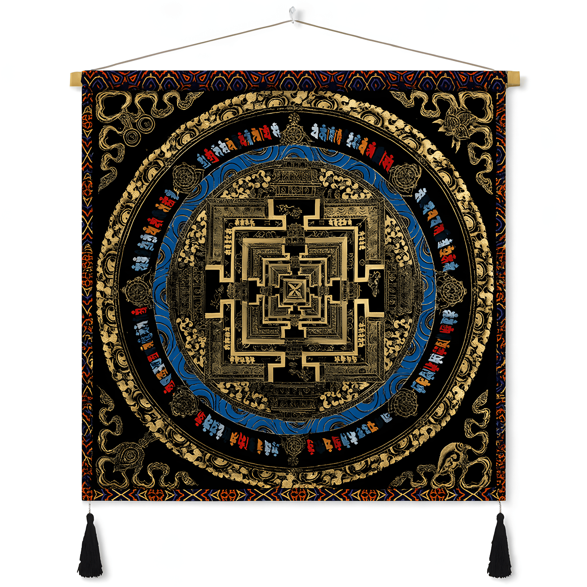 Himalayan Mandala Tapestry Wall Hanging — Thick Plush Velvet, Calm - Focus Decor  Design16 - Himalayan Whisper - 