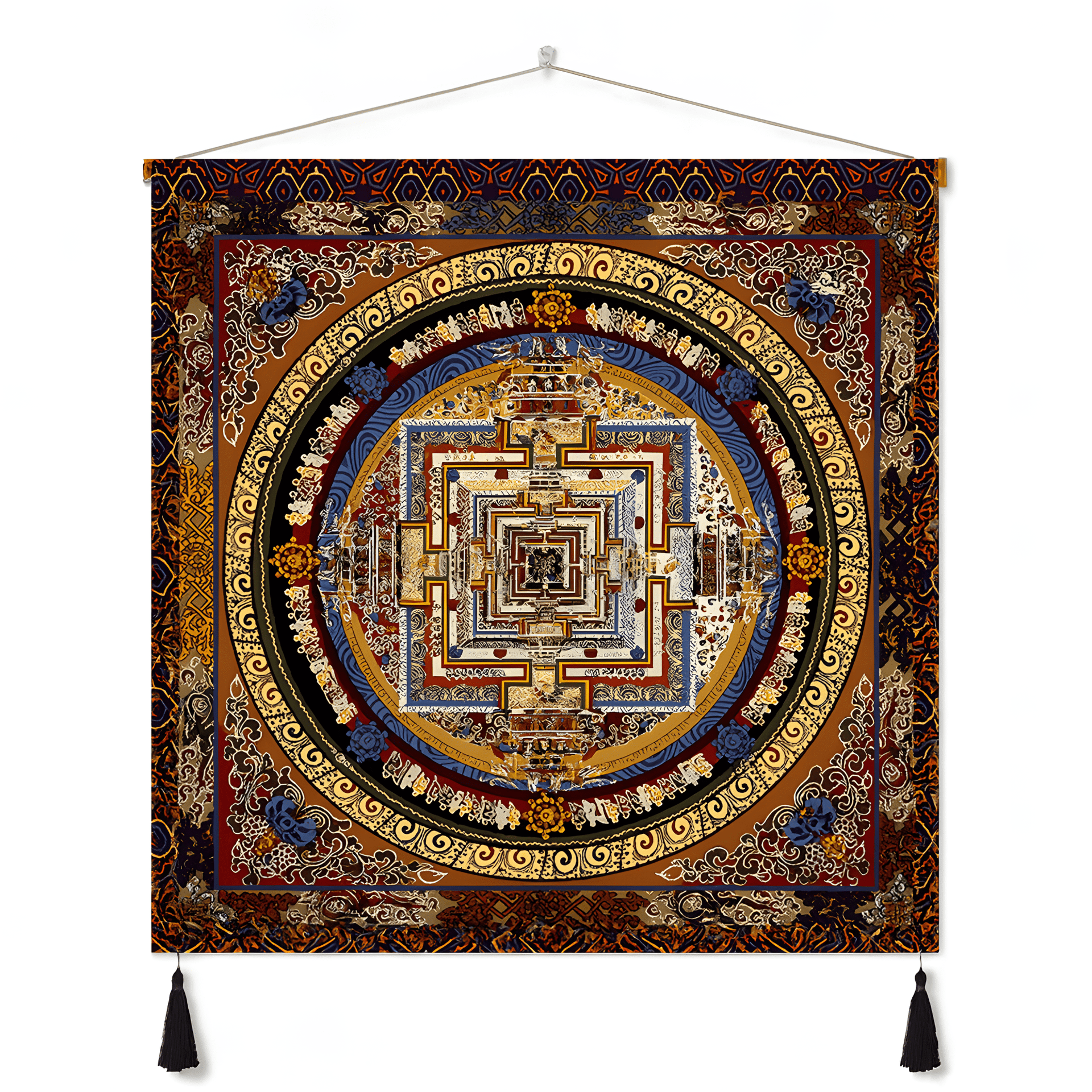 Himalayan Mandala Tapestry Wall Hanging — Thick Plush Velvet, Calm-Focus Decor # Design1 - Himalayan Whisper -