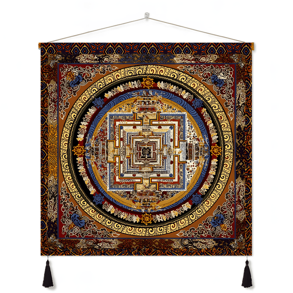 Himalayan Mandala Tapestry Wall Hanging — Thick Plush Velvet, Calm-Focus Decor # Design1 - Himalayan Whisper -