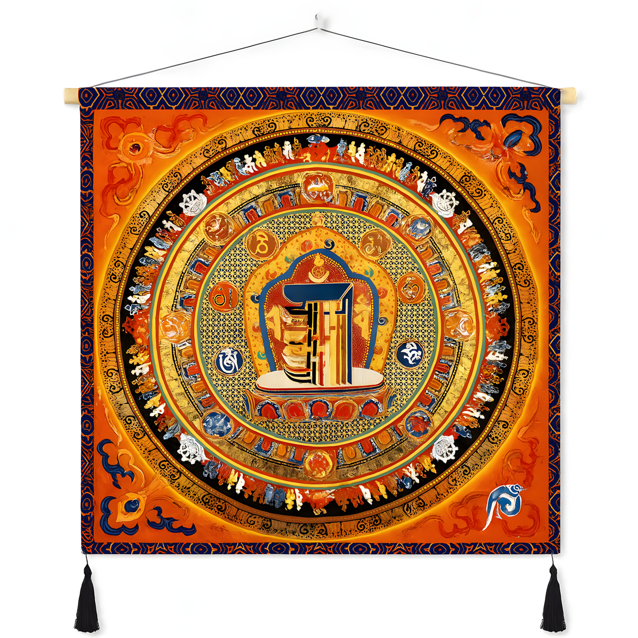 Himalayan Mandala Tapestry Wall Hanging — Thick Plush Velvet, Calm-Focus Decor # Design 2 - Himalayan Whisper -