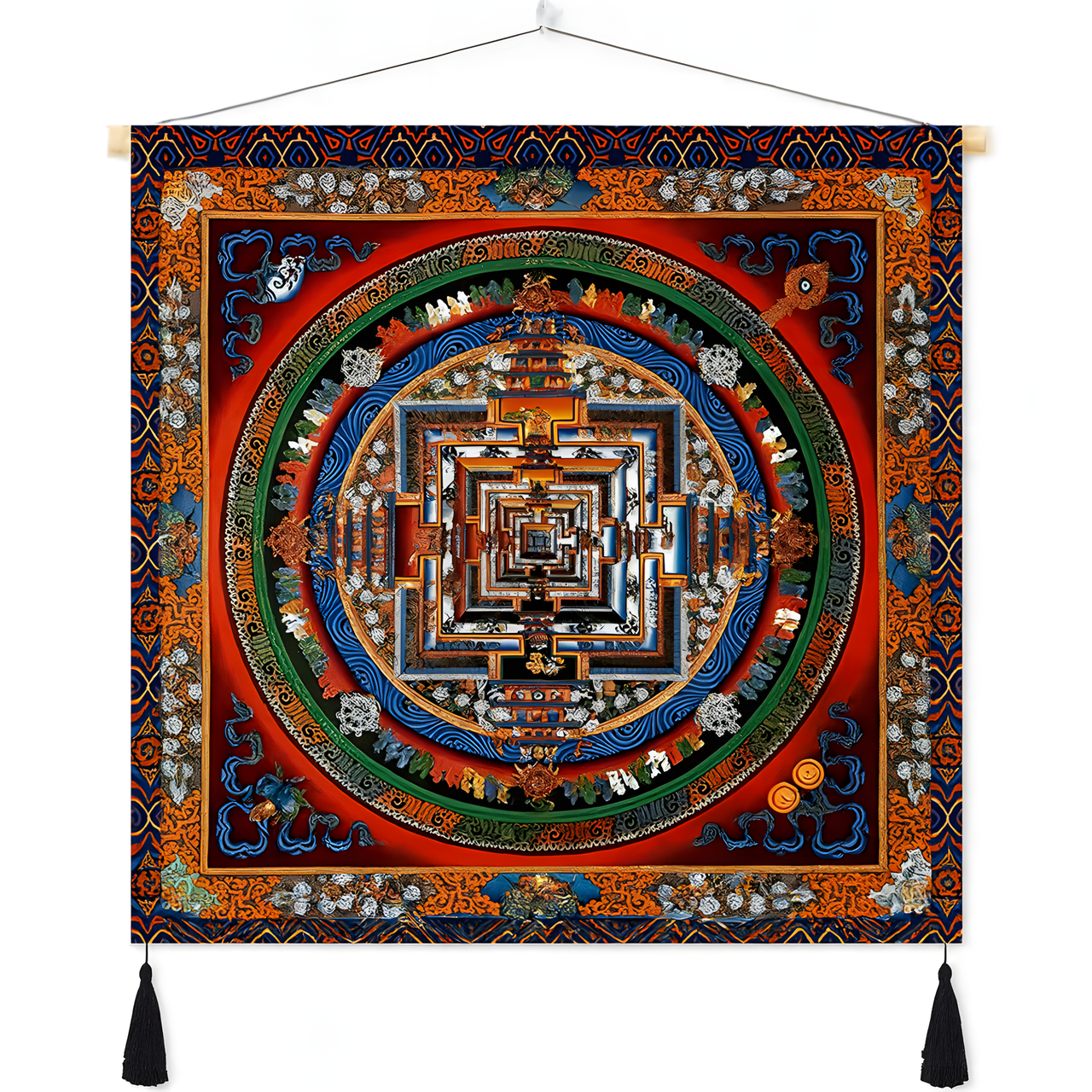Himalayan Mandala Tapestry Wall Hanging — Thick Plush Velvet, Calm - Focus Decor  Design4 - Himalayan Whisper - 