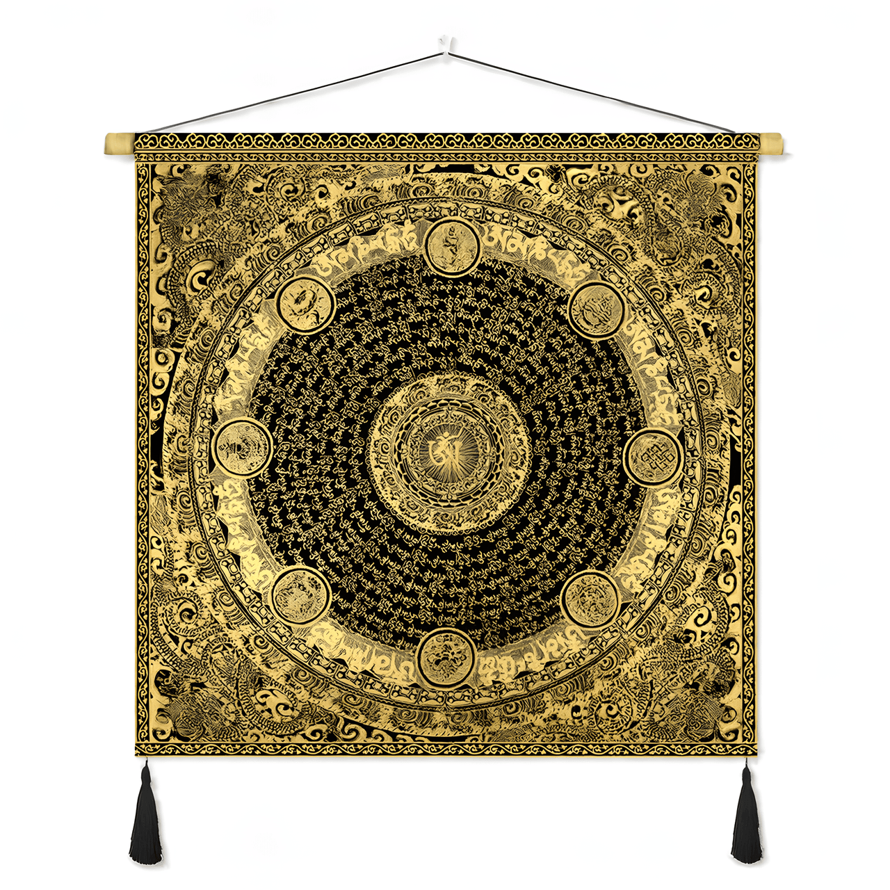 Himalayan Mandala Tapestry Wall Hanging — Thick Plush Velvet, Calm - Focus Decor  Design5 - Himalayan Whisper - 