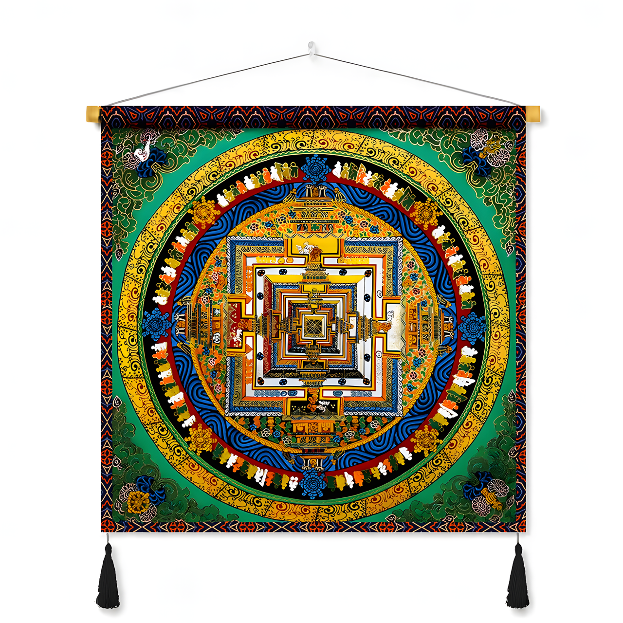 Himalayan Mandala Tapestry Wall Hanging — Thick Plush Velvet, Calm-Focus Decor # Design 6 - Himalayan Whisper -