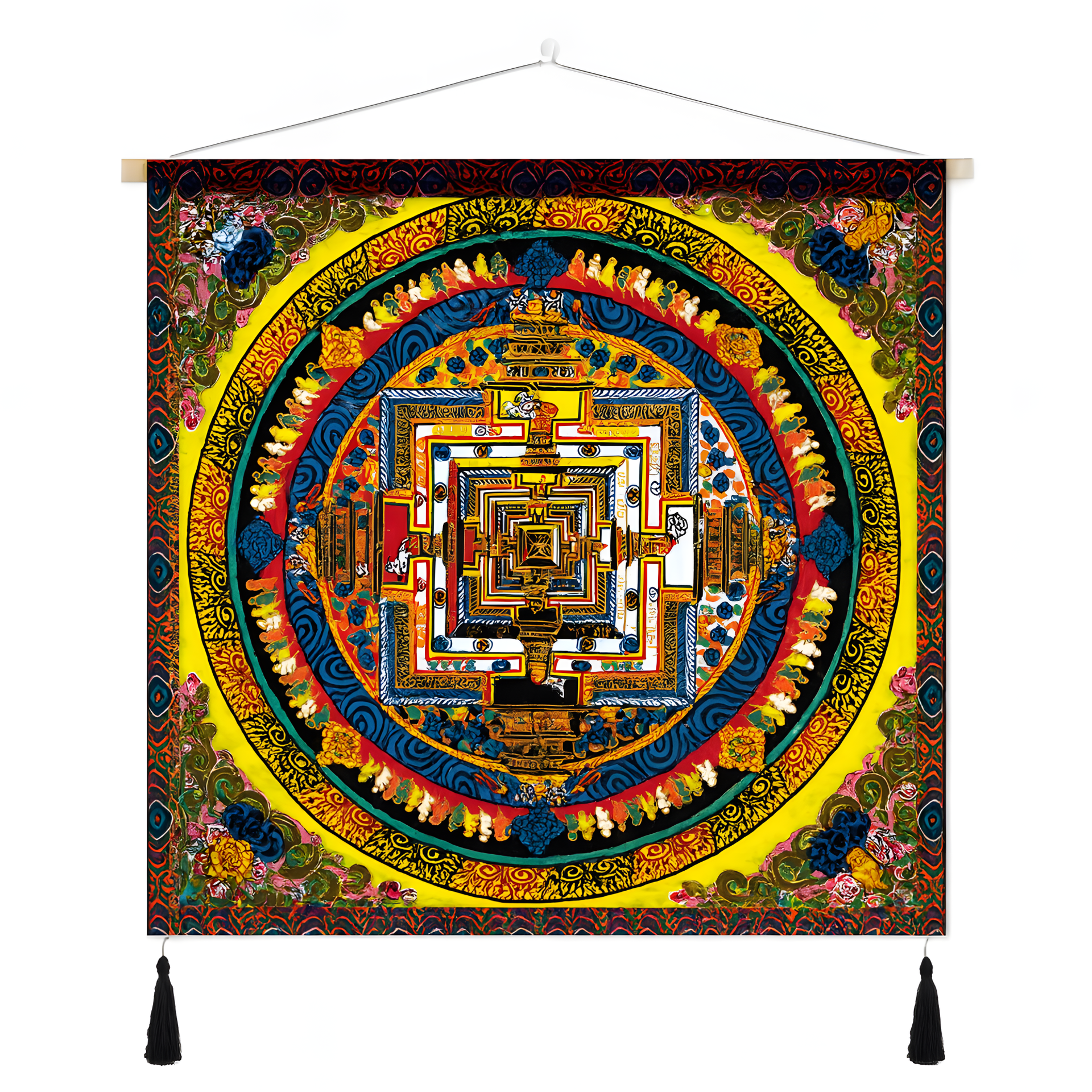 Himalayan Mandala Tapestry Wall Hanging — Thick Plush Velvet, Calm - Focus Decor  Design7 - Himalayan Whisper - 