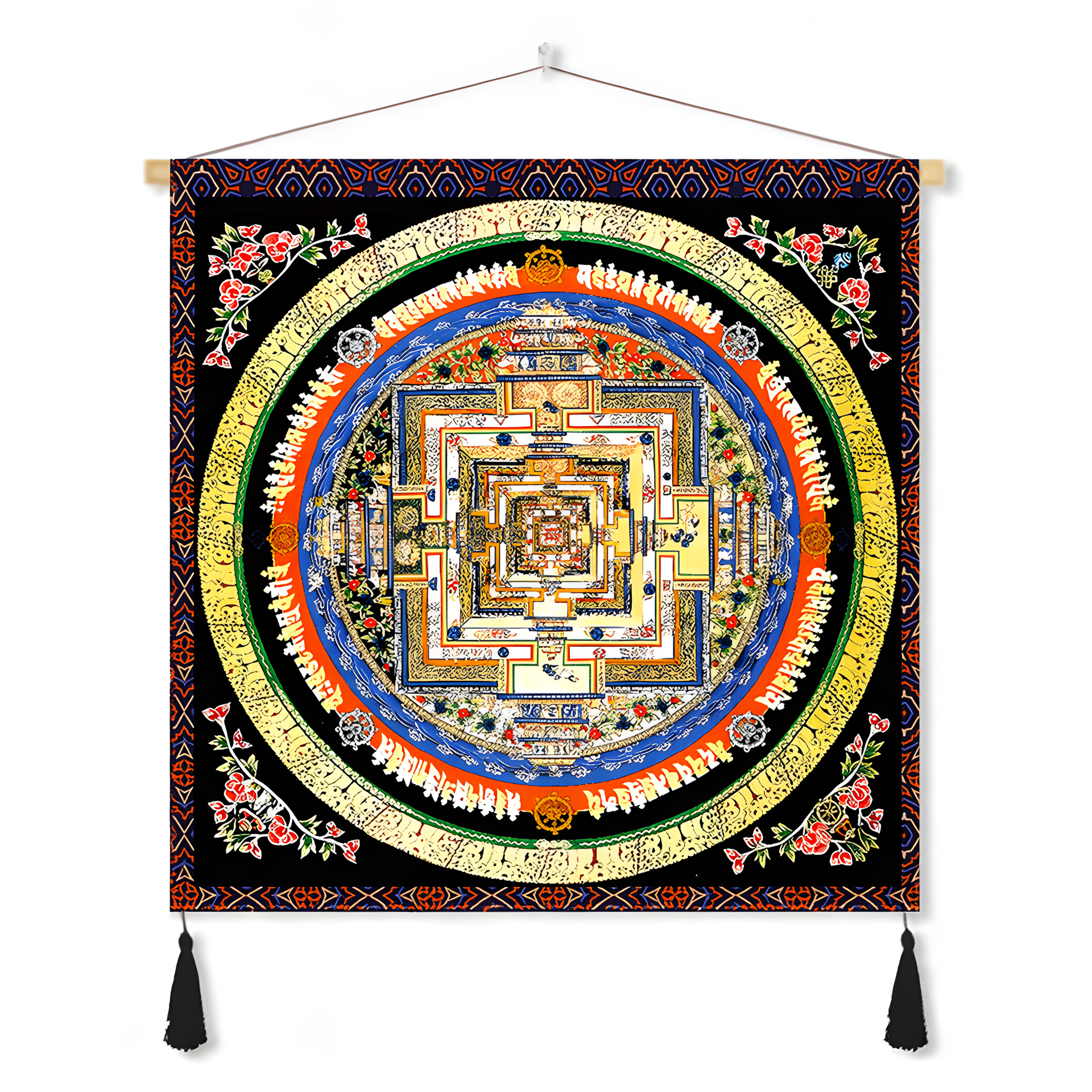 Himalayan Mandala Tapestry Wall Hanging — Thick Plush Velvet, Calm - Focus Decor  Design9 - Himalayan Whisper - 