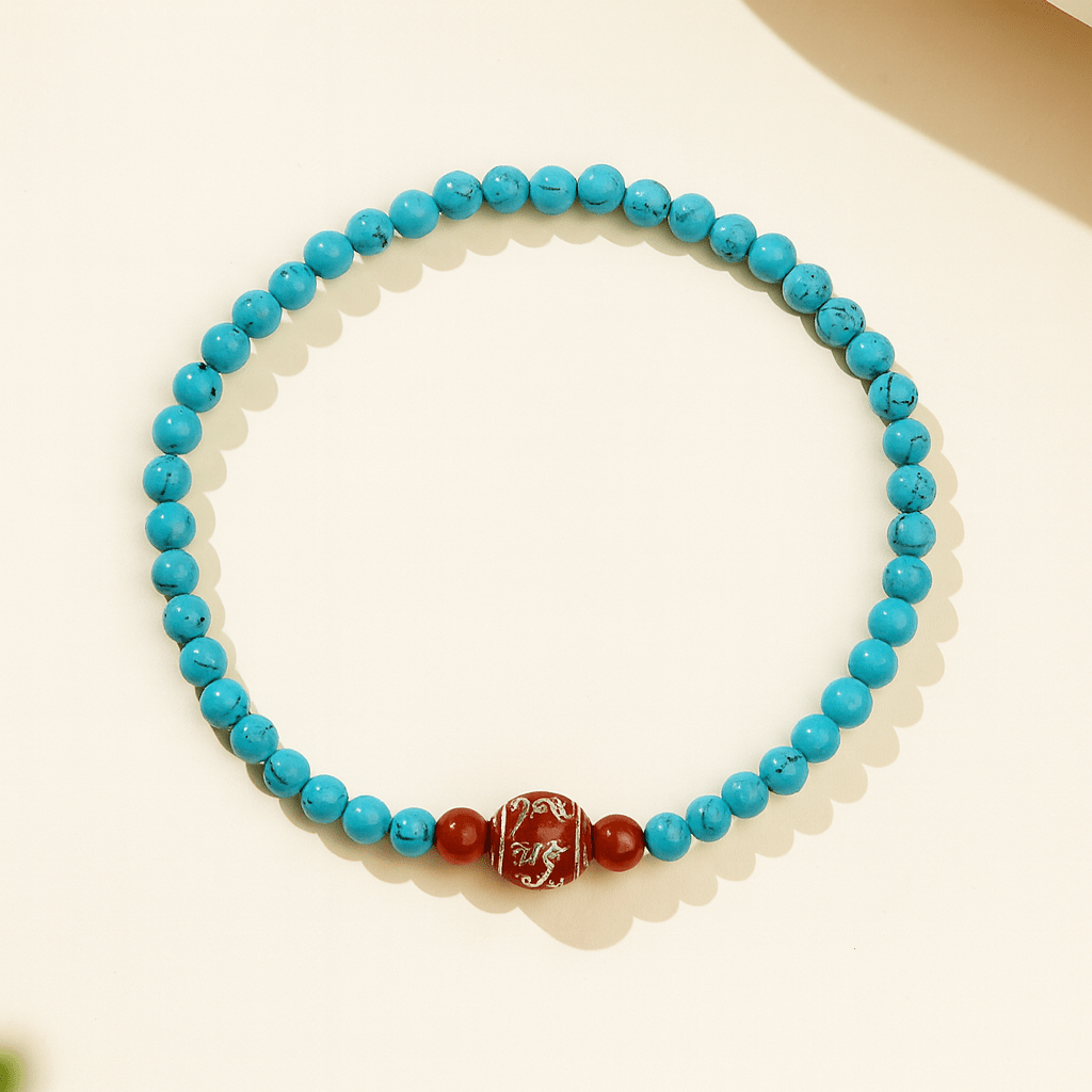 Himalayan Turquoise Mantra-Ash Bracelet – Love, Harmony & Quiet Protection - Himalayan Whisper -