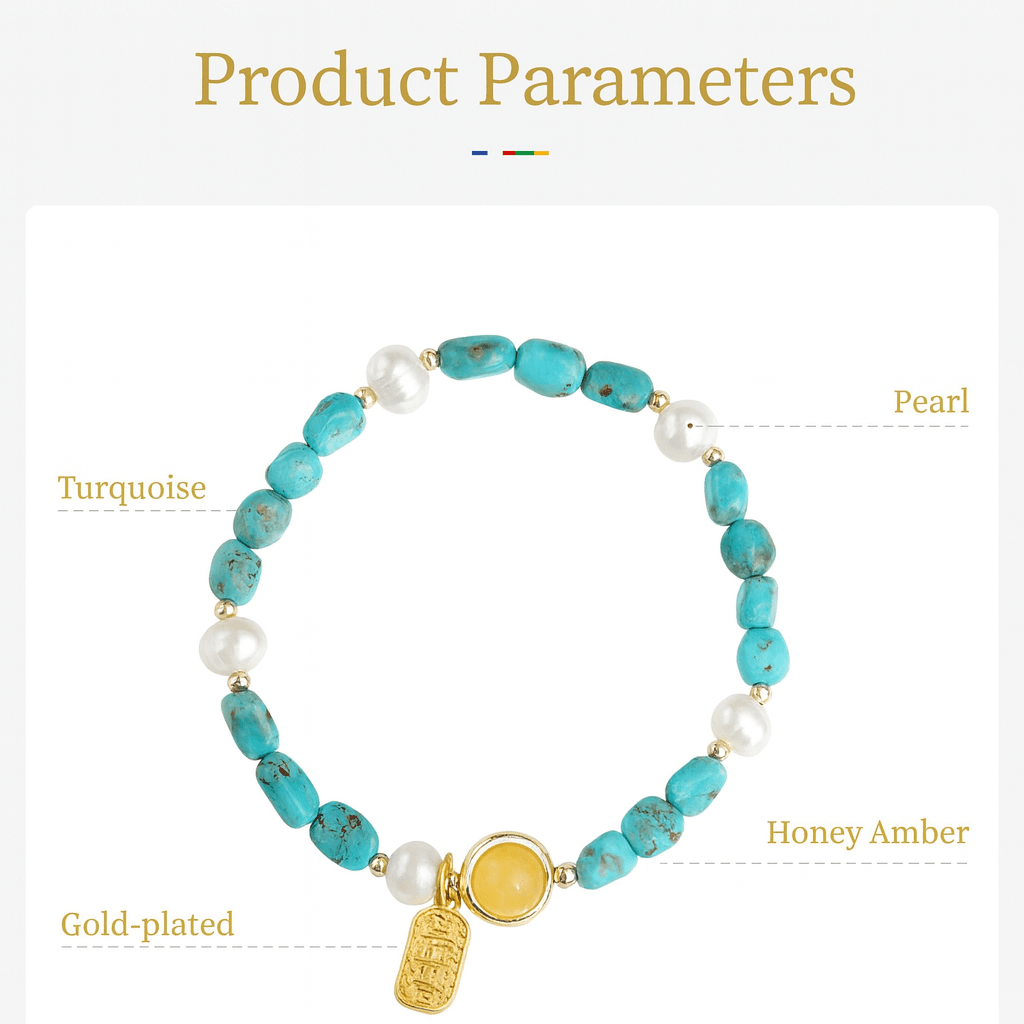 Himalayan Turquoise & Pearl Bracelet – “Golden Jade in Full Bloom” - Himalayan Whisper -