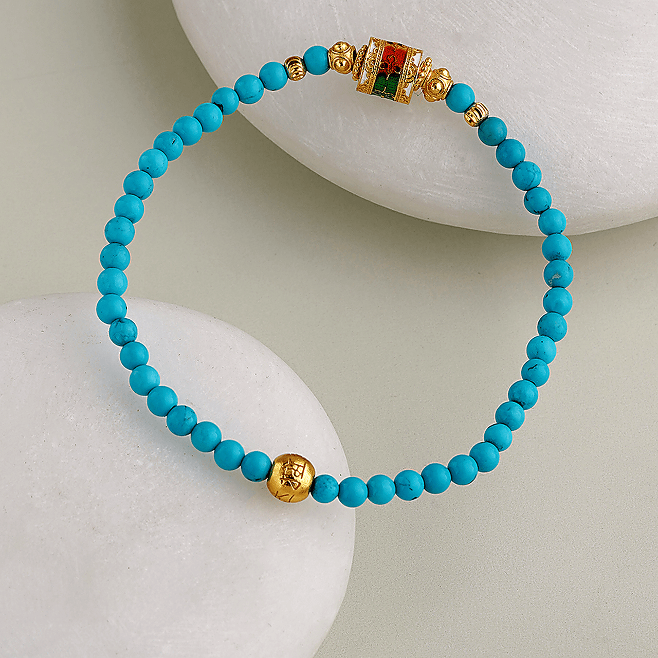 Himalayan Turquoise Round Bead Bracelet - Himalayan Whisper -