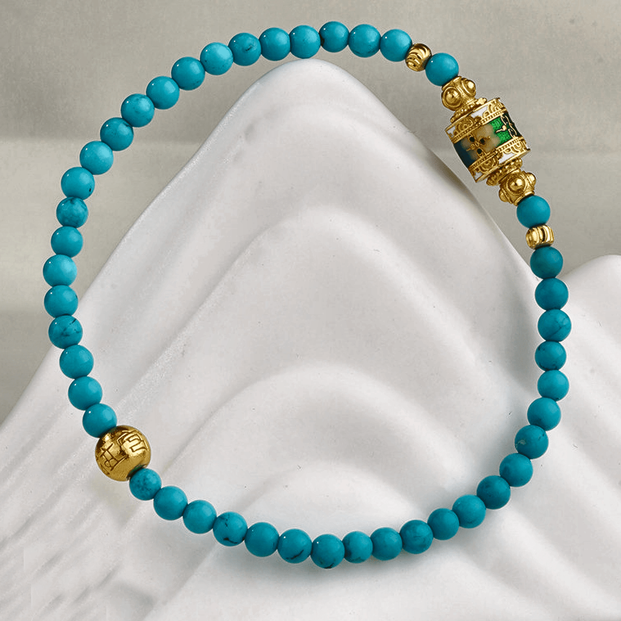Himalayan Turquoise Round Bead Bracelet - Himalayan Whisper -