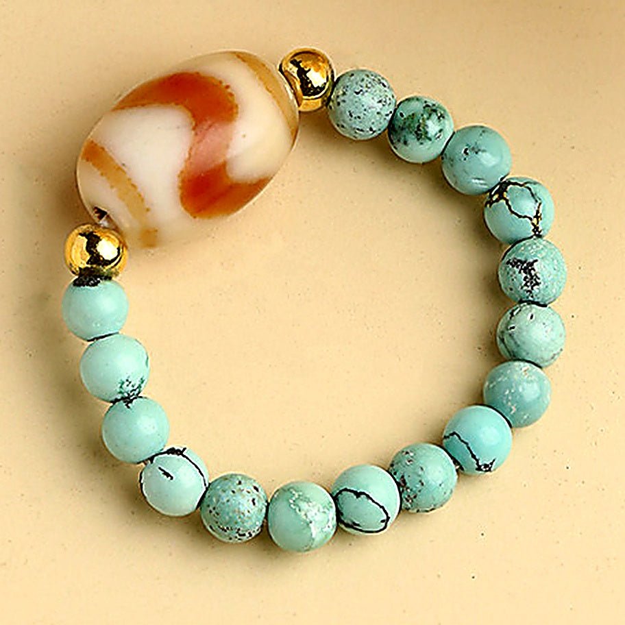 Himalayan Turquoise Tiger-Tooth Dzi Ring - Himalayan Whisper -