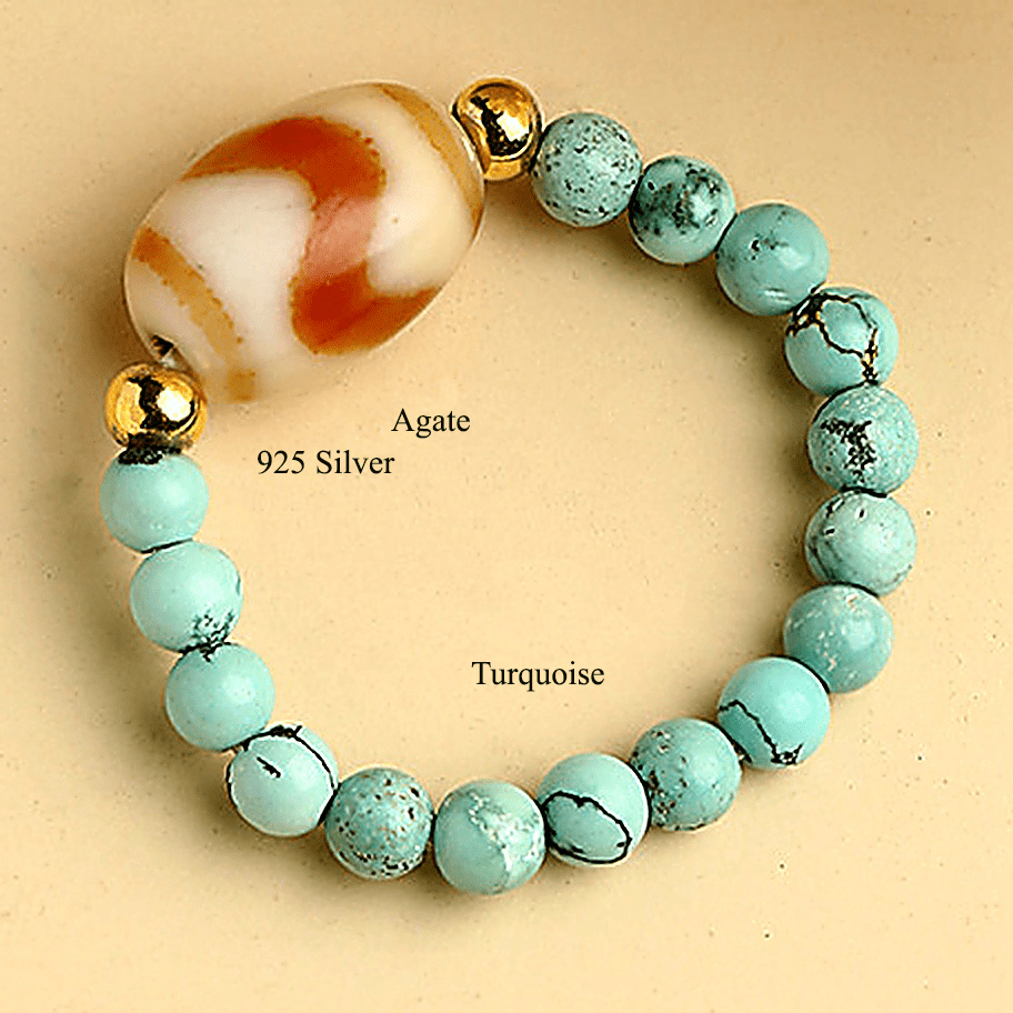 Himalayan Turquoise Tiger-Tooth Dzi Ring - Himalayan Whisper -