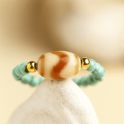 Himalayan Turquoise Tiger-Tooth Dzi Ring - Himalayan Whisper -