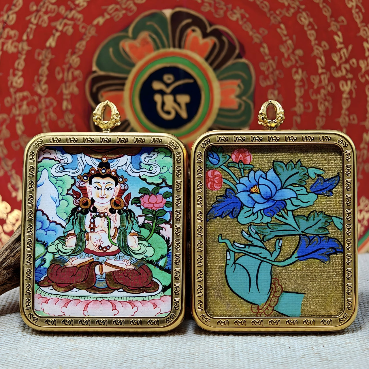 Mahasthamaprapta Zodiac Horse Guardian Himalayan Thangka Pendant Necklace – (4×5 cm / 1.57×1.97") - Himalayan Whisper - 