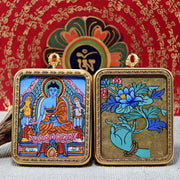 Medicine Buddha Himalayan Thangka Pendant Necklace – Design 2 (4×5 cm / 1.57×1.97") - Himalayan Whisper