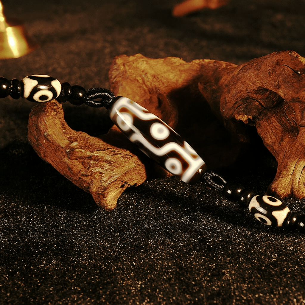 Nine - Eyed Dzi Bead Pendant Necklace – Himalayan Agate, 38mm (1.5") | “King of Dzi” Full - Circle Blessings