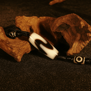 Tiger Tooth Dzi Bead Pendant Necklace – Himalayan Agate (Design 1, 38mm / 1.5") | Courage & Boundaries - Himalayan Whisper - 