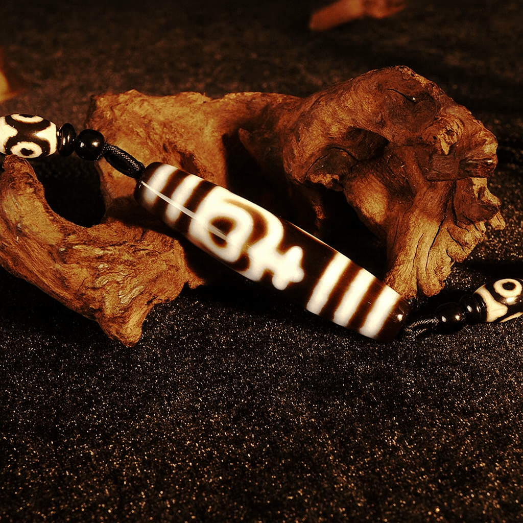 Treasure Vase Dzi Bead Pendant Necklace – Himalayan Agate, 58mm (2.28") | Blessings & Talent Magnet - Himalayan Whisper - 