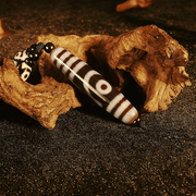 Two - Eyed Dzi Bead Pendant Necklace – Himalayan Agate, 58mm (2.28") | Fated Connection & Attraction (Design 2)