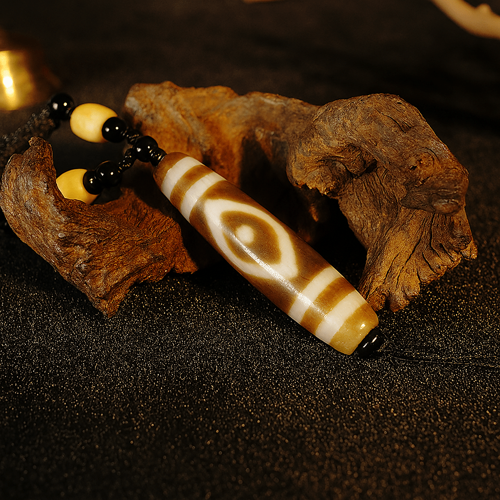 Wealth Magnet Dzi Pendant – Money Flow Intention (58mm / 2.28") – Design 2 - Himalayan Whisper - 