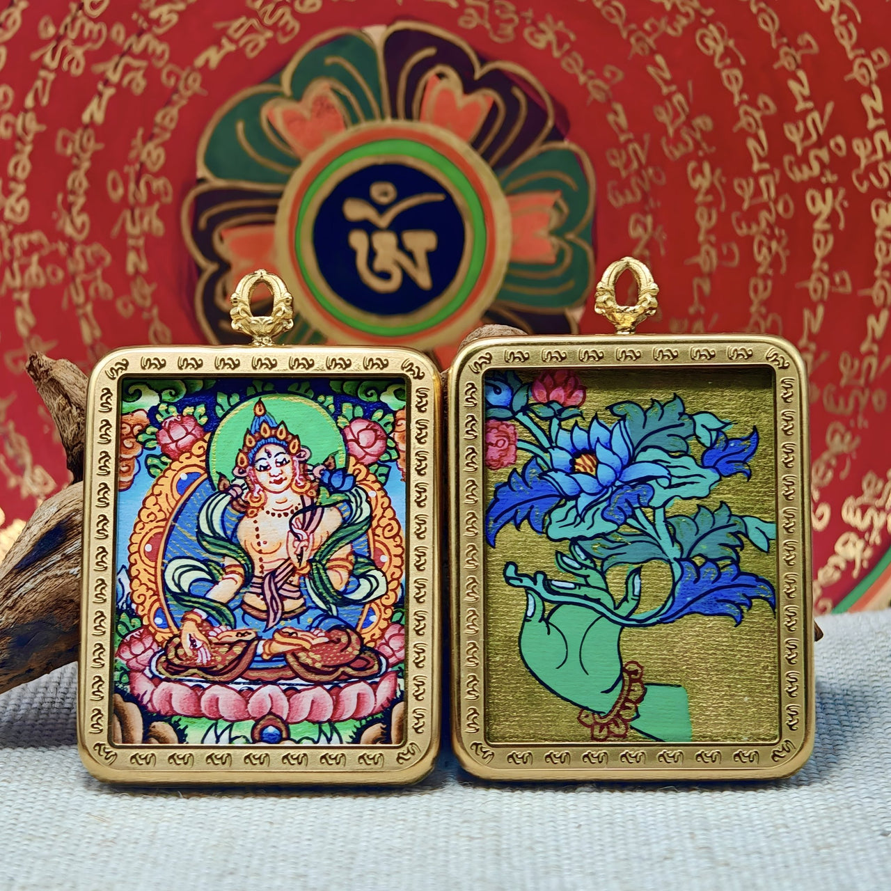 White Tara Tangka Pendant – Blessings & Long Life (3.5×4.5cm / 1.38×1.77") – Design 1 - Himalayan Whisper -