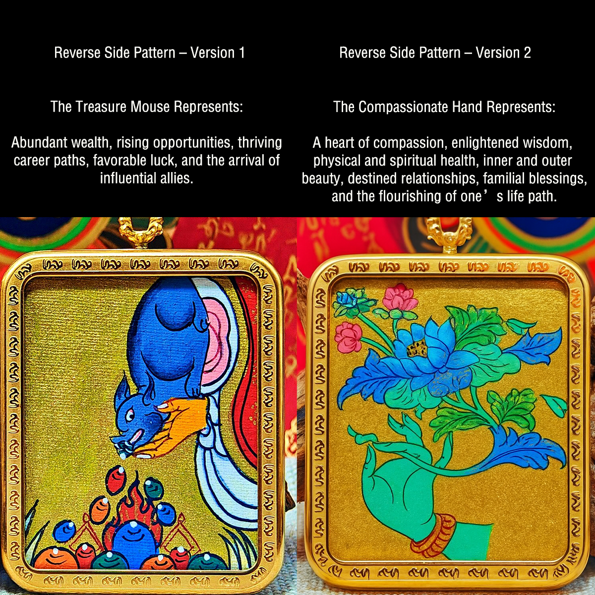 Lion-Riding Manjushri Thangka Pendant “Exam Breakthrough” (4×5cm / 1.57×1.97") – Design #1 - Himalayan Whisper -