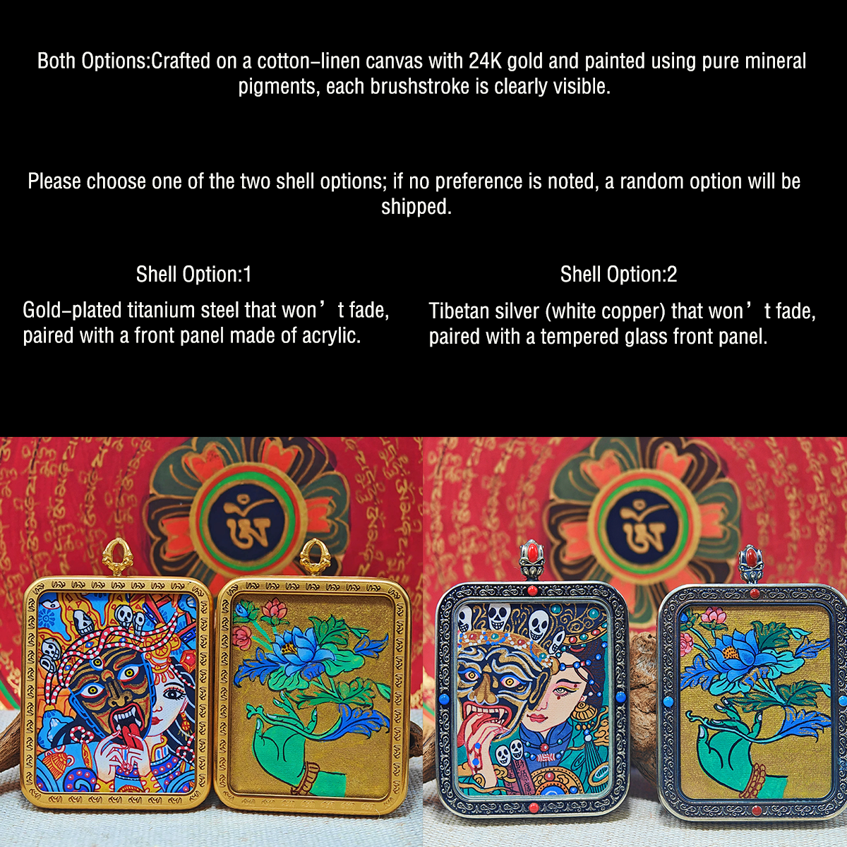 Lion-Riding Manjushri Thangka Pendant “Exam Breakthrough” (4×5cm / 1.57×1.97") – Design #1 - Himalayan Whisper -