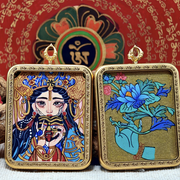 Zajiram Thangka Pendant – “Past & Present” Reincarnation Compass (3.5×4.5cm / 1.38×1.77") – Design 3 - Himalayan Whisper - 