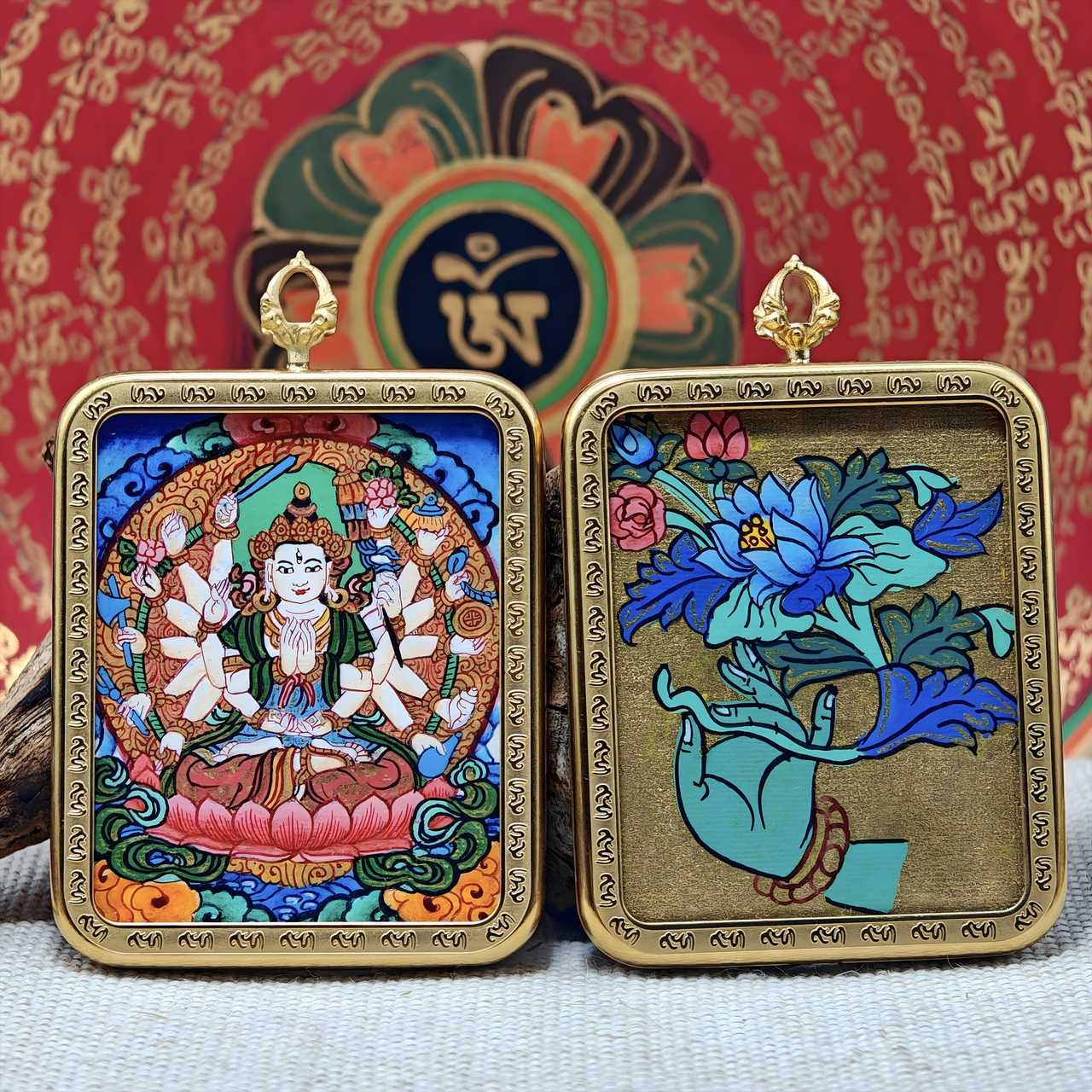 Zhunti “Mirror Clarity” Tangka Pendant – Focus & Energy Protection (4×5cm / 1.57×1.97") - Himalayan Whisper -